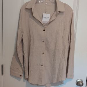 Beige Button-Up Shirt